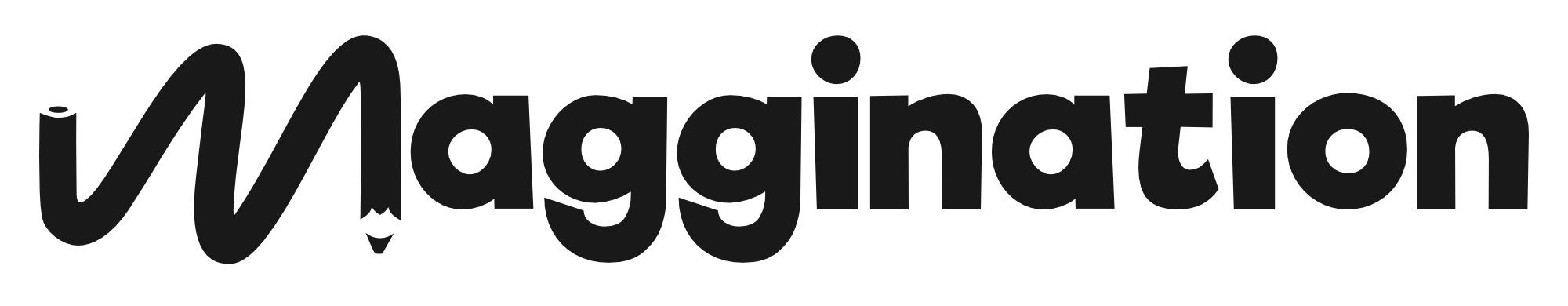 Word 'Imagination' with a stylized capital 'M' that resembles a pencil and smile.
