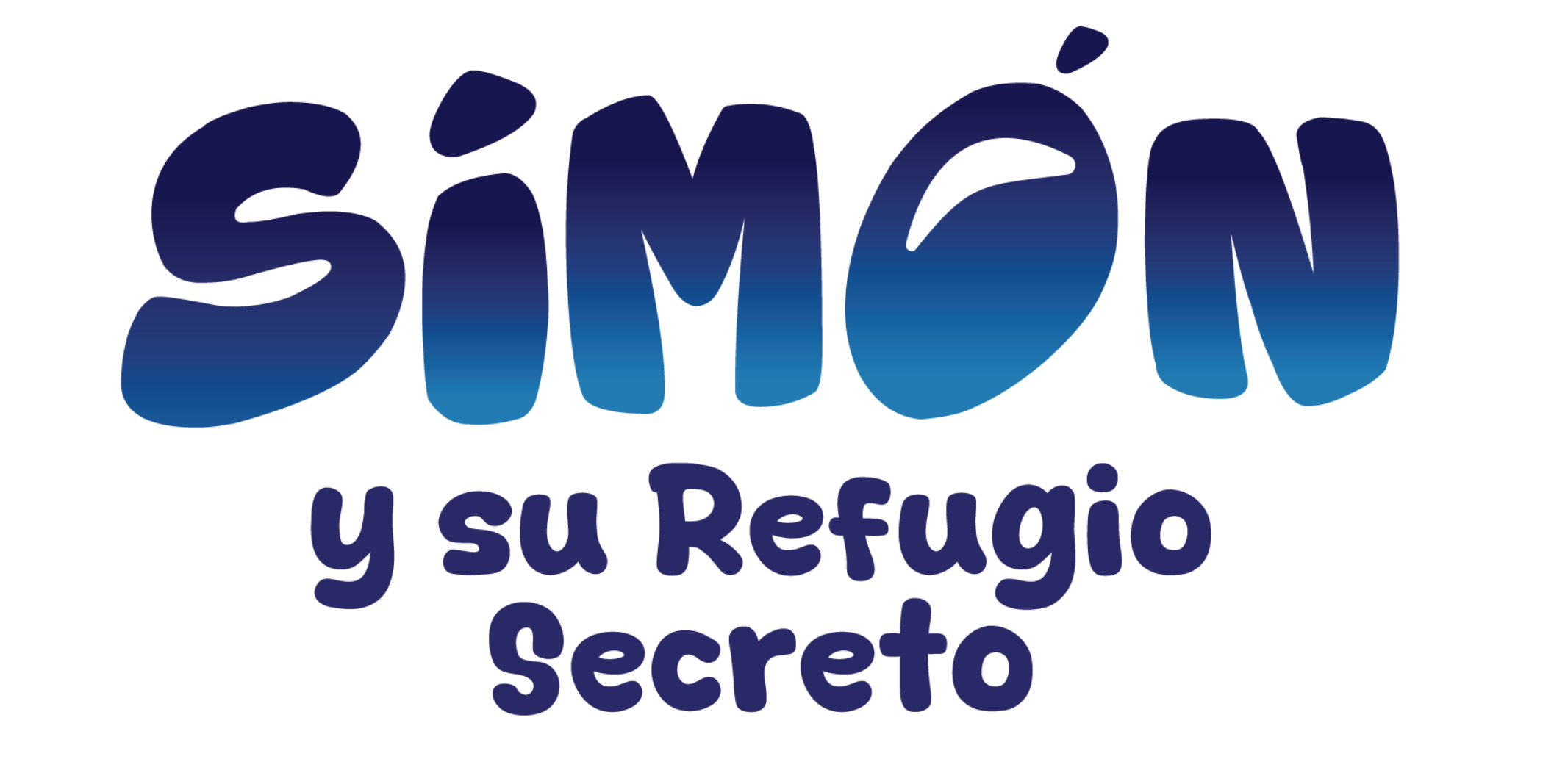 Text logo reading 'Simón y su Refugio Secreto' in rounded blue gradient letters.